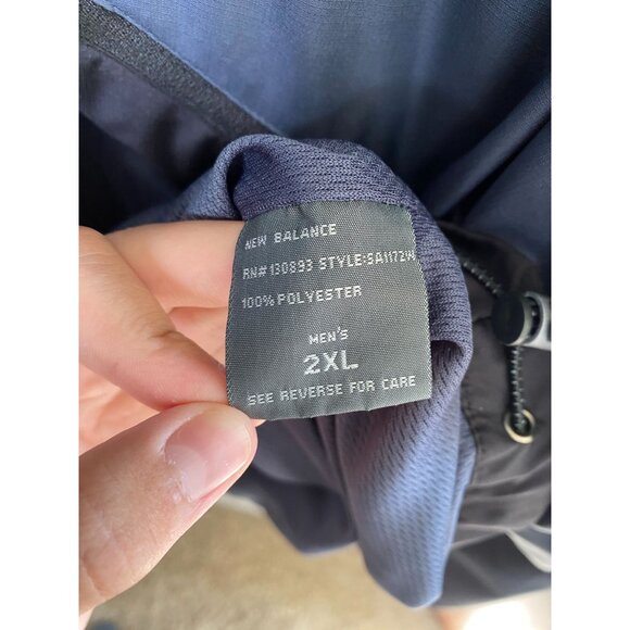 New Balance Mens 2XL Blue Hooded Lightweight Windbreaker Jacket Polyester - Picture 5 of 7